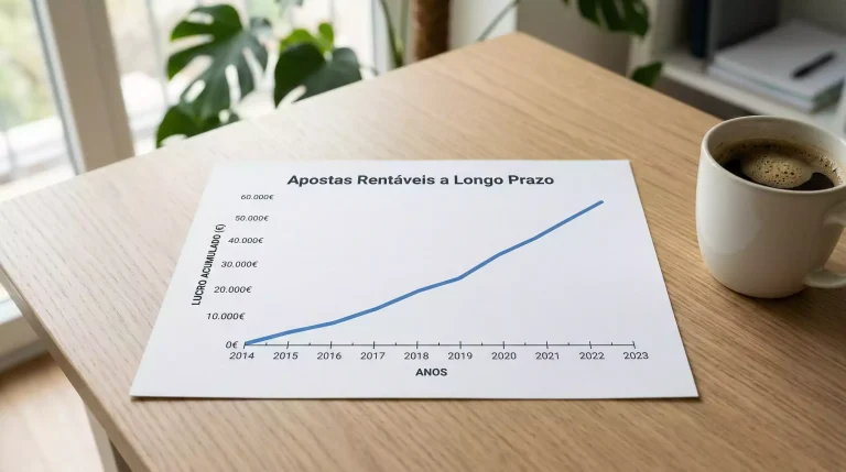 Grafico de rendimiento a largo plazo de un apostador deportivo disciplinado mostrando una curva ascendente