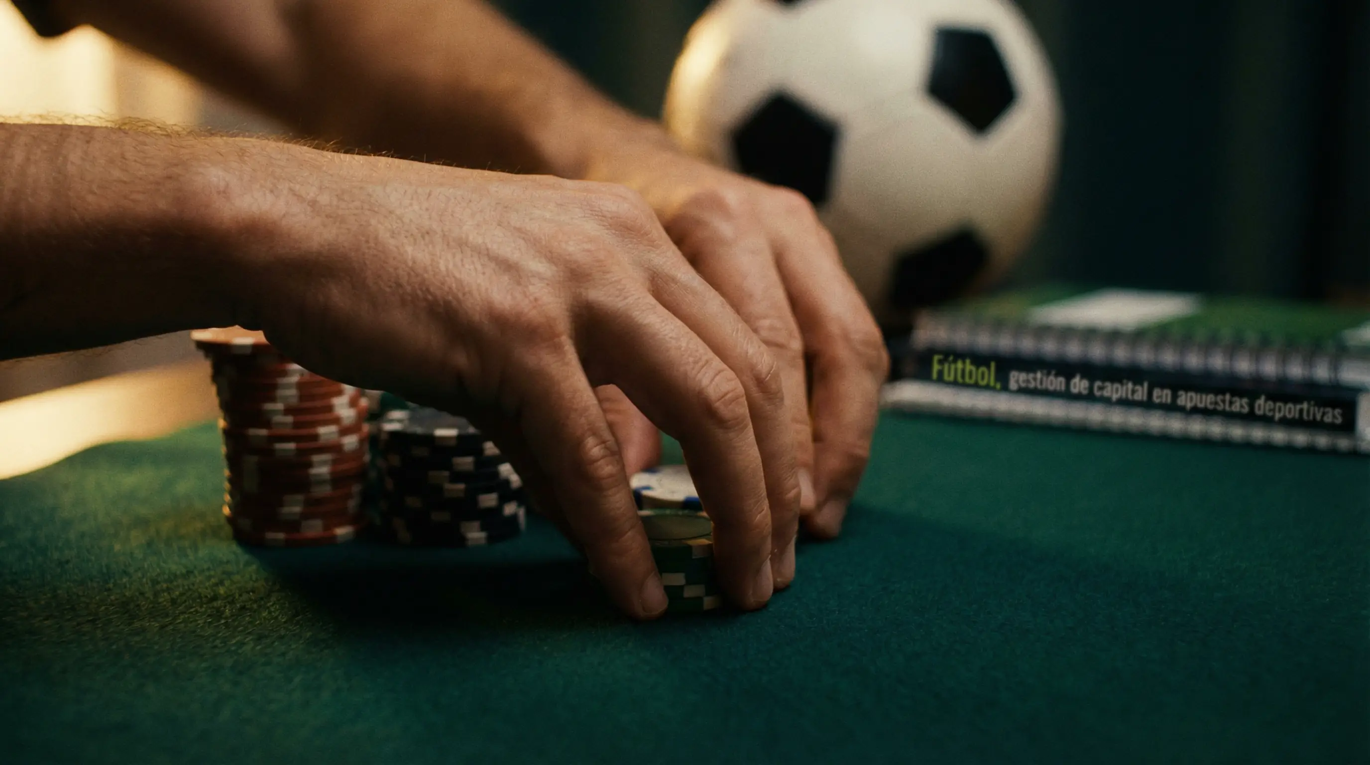 Cuaderno con registro de apuestas y gestión de bankroll sobre un escritorio