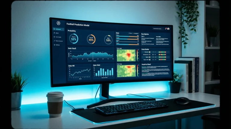 Pantalla de ordenador con un modelo de predicción de resultados de fútbol basado en inteligencia artificial